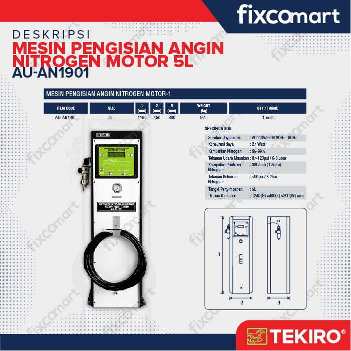 Tekiro Mesin Isi Angin Ban Nitrogen Motor 5 L Gratis Ongkir Pulau Jawa