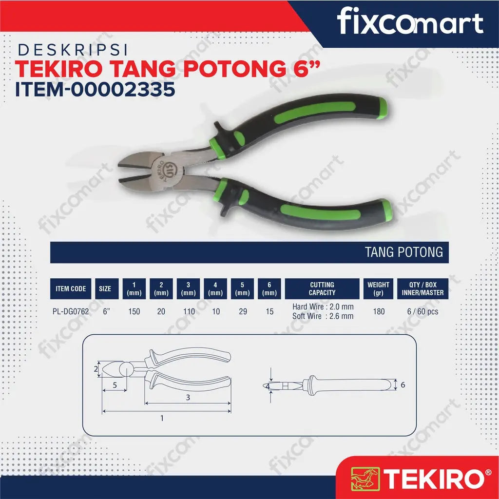 Tekiro Tang Kombinasi 7" , Lancip 6" , Potong 6" Paket Set Murah FIXCOMART