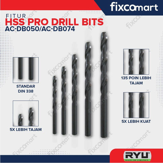 RYU HSS PRO / Mata Bor Besi 1.0 - 9.5 MM - Satuan