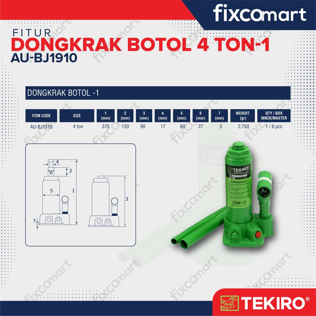 Tekiro Hydraulic Bottle Jack / Dongkrak Botol 4 Ton