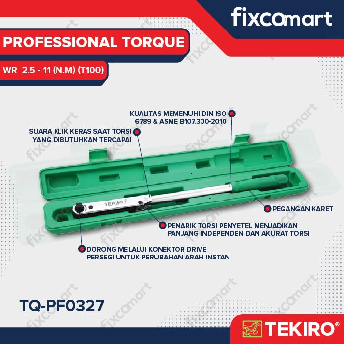 Tekiro Kunci Torsi Profesional 3/8 Inch 2.5-11 N.M (T100) / Tekiro Kunci Momen / Kunci Torque