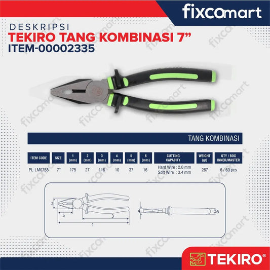 Tekiro Tang Kombinasi 7" , Lancip 6" , Potong 6" Paket Set Murah FIXCOMART
