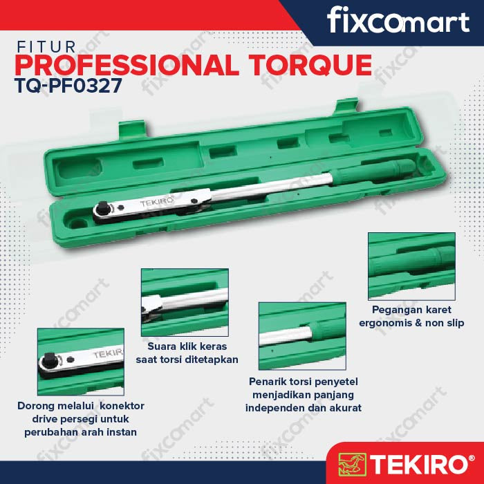 Tekiro Kunci Torsi Profesional 3/8 Inch 2.5-11 N.M (T100) / Tekiro Kunci Momen / Kunci Torque