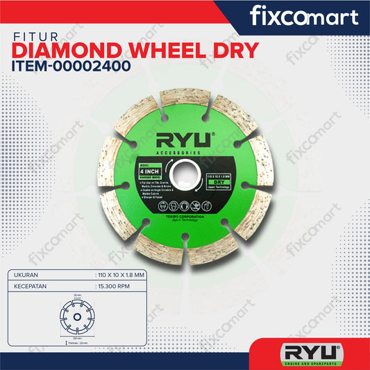 Ryu Paket Murah Gerinda Tangan Free Mata Potong Besi Keramik Wet & Dry