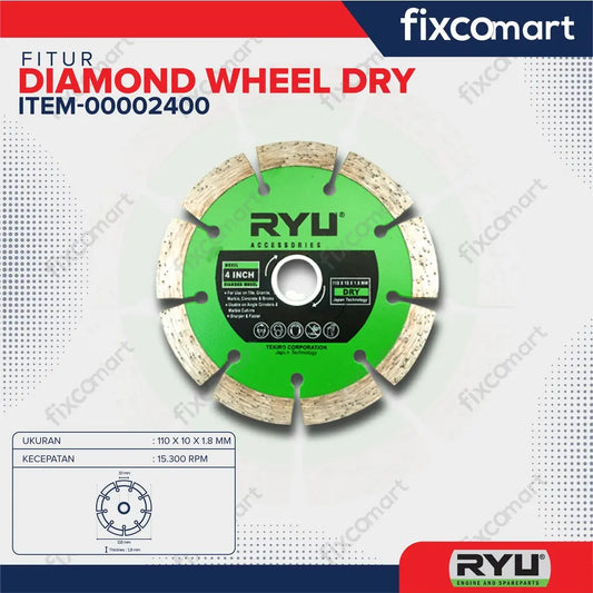 Ryu Paket Murah Gerinda Tangan Free Mata Potong Besi Keramik Wet & Dry FIXCOMART