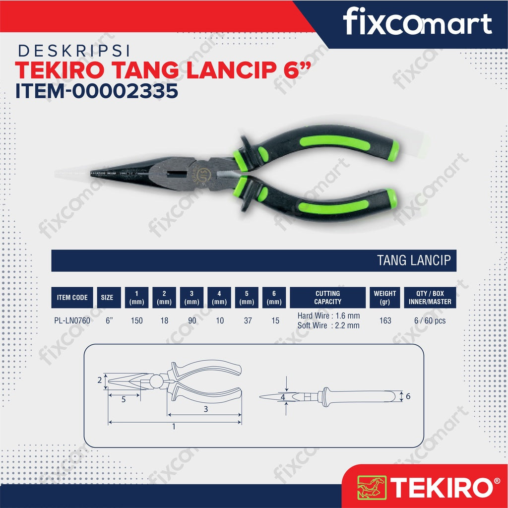 Tekiro Tang Kombinasi 7" , Lancip 6" , Potong 6" Paket Set Murah