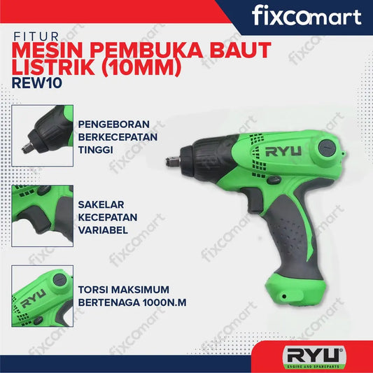 Mesin Pembuka Baut impact wrench listrik REW10 RYU REW 10 FIXCOMART