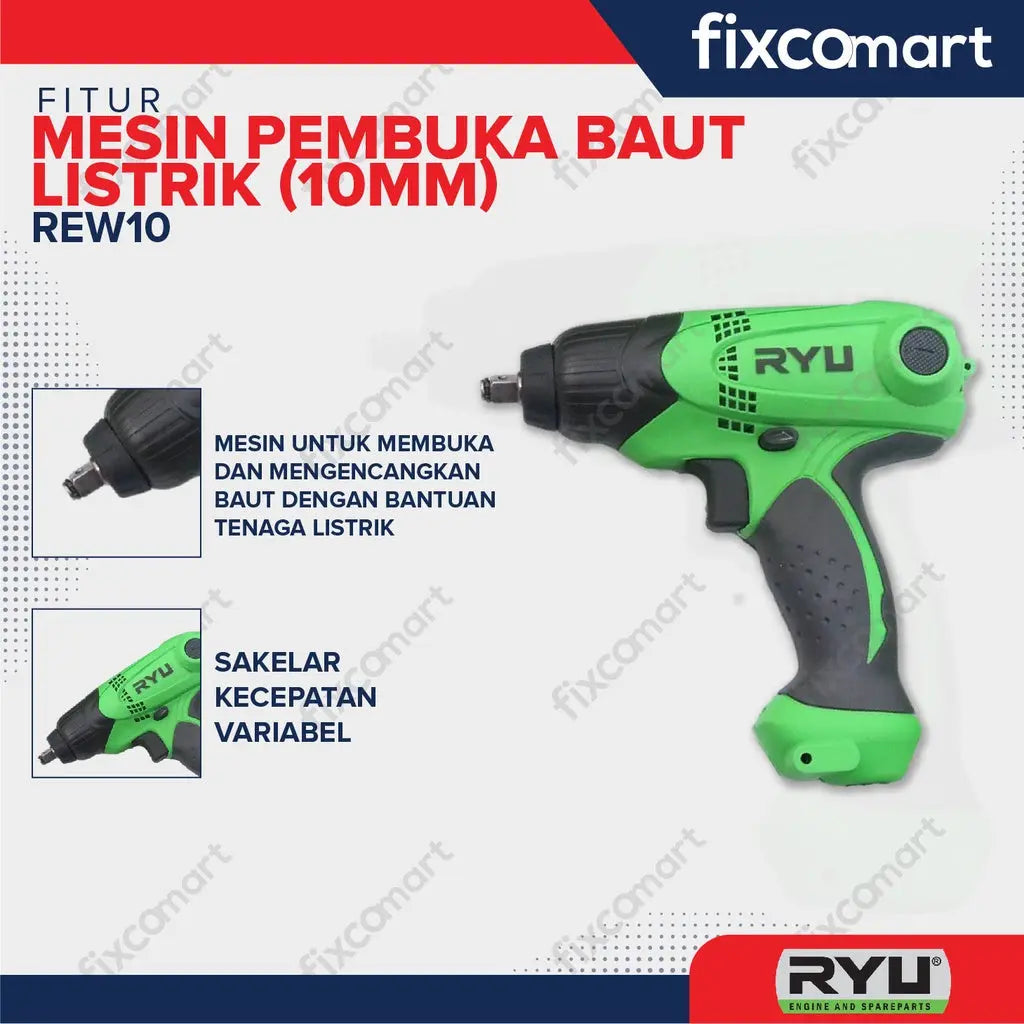 Mesin Pembuka Baut impact wrench listrik REW10 RYU REW 10 FIXCOMART