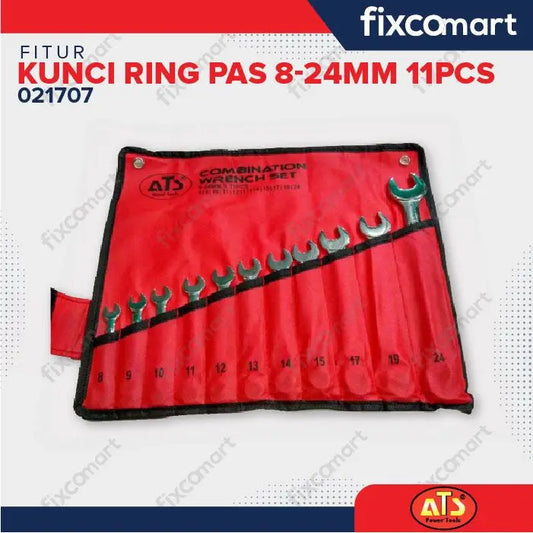 Kunci Ring Pas ATS SET 11 pcs ( 8-24mm) FIXCOMART