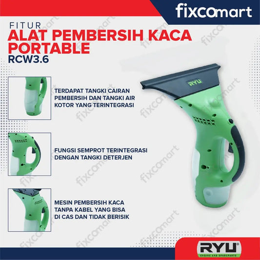 RYU Alat Pembersih Kaca - Ryu Cordless Window Cleaner RCW3.6 FIXCOMART