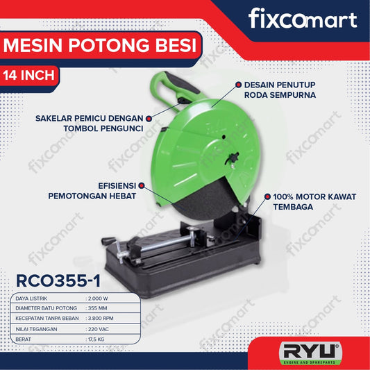 RYU Mesin Potong Besi 14" - Ryu Rco 355-1 Cutting Wheel Gerinda Cut Off