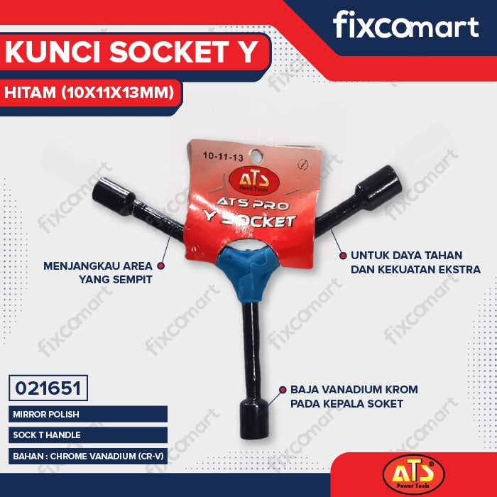 KUNCI SOCKET Y HITAM "ATS" 10X11X13MM