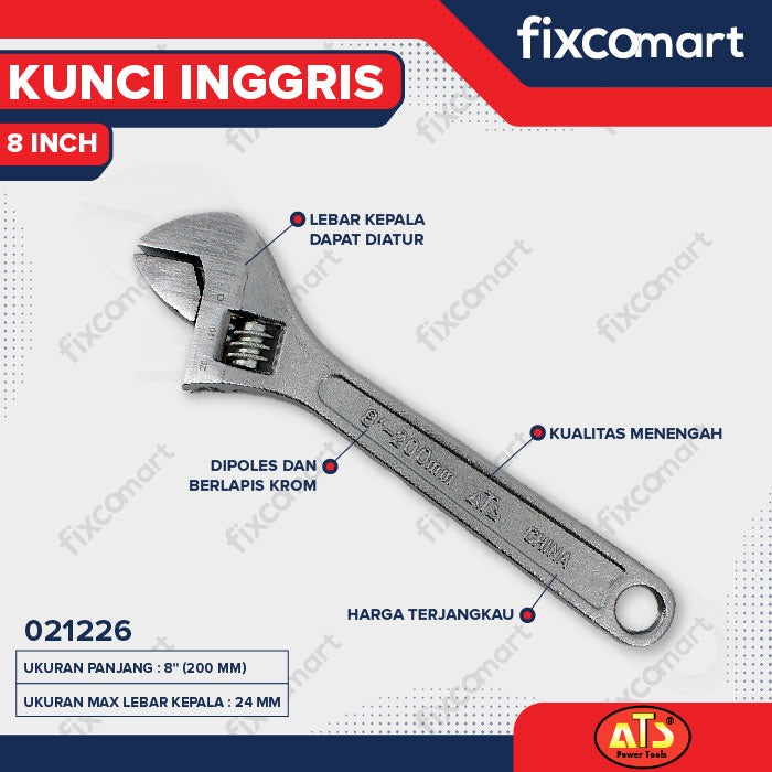 KUNCI INGGRIS "ATS" 08" INCH