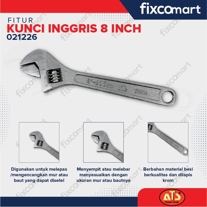KUNCI INGGRIS "ATS" 08" INCH
