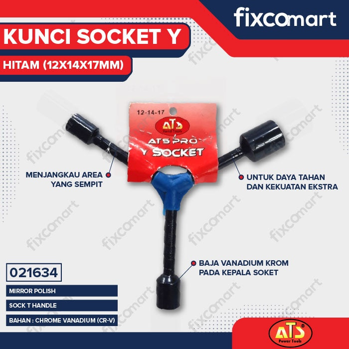 KUNCI SOCKET Y HITAM "ATS" 12X14X17MM
