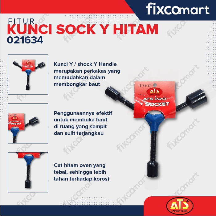 KUNCI SOCKET Y HITAM "ATS" 12X14X17MM