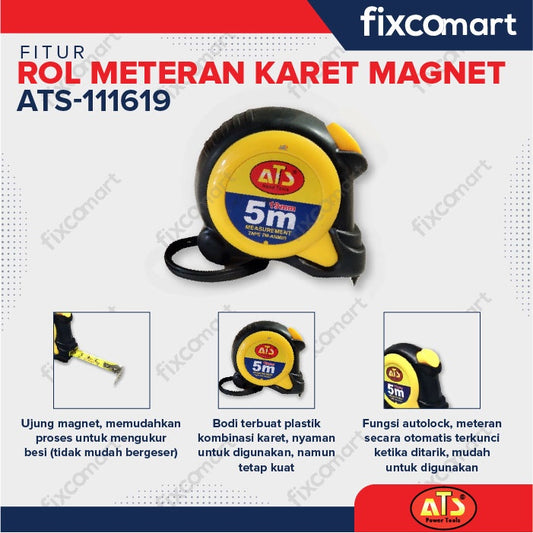 ROL METERAN KARET MAGNET "ATS" 5MX19MM