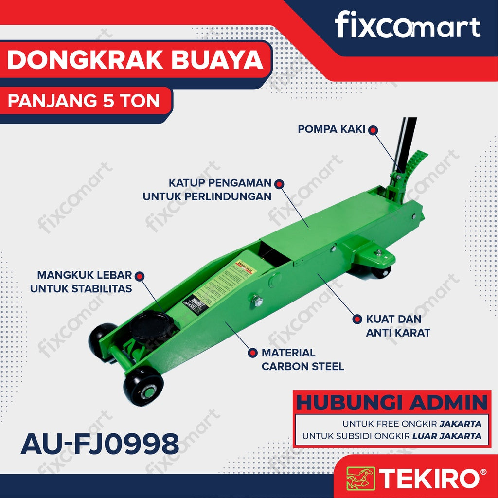 Tekiro Dongkrak Buaya Panjang 5 Ton - Dongkrak Mobil