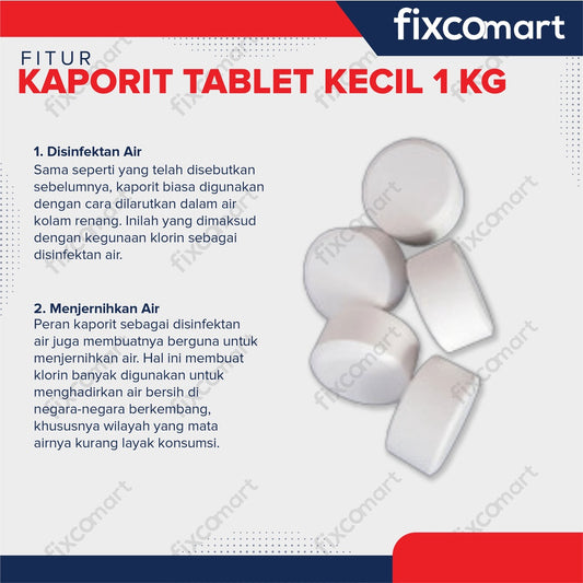 Kaporit Tablet Kecil TCCA 90% Chlorine Klorin Penjernih Air 1KG