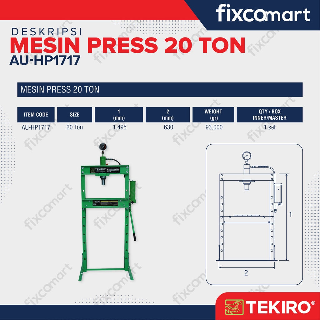 Tekiro Mesin Press 20 Ton - Hydraulic Press