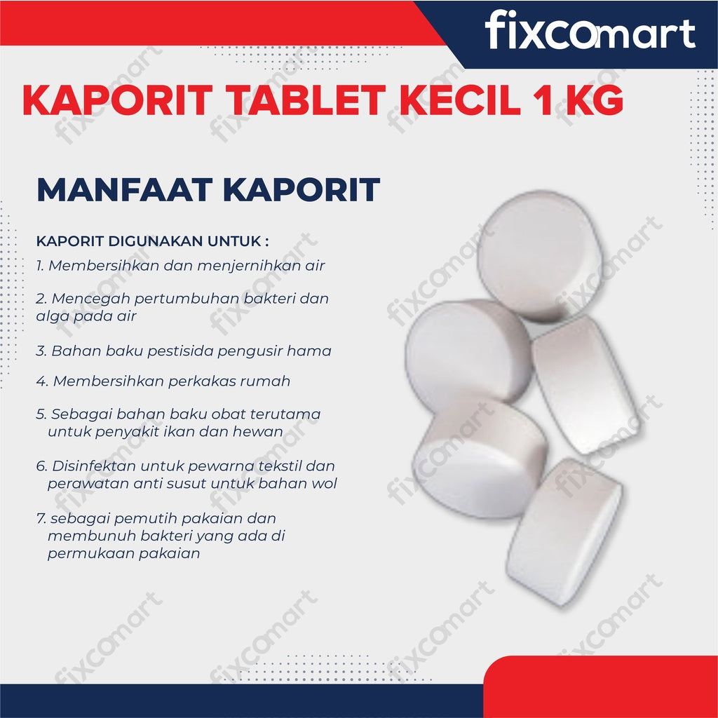 Kaporit Tablet Kecil TCCA 90% Chlorine Klorin Penjernih Air 1KG