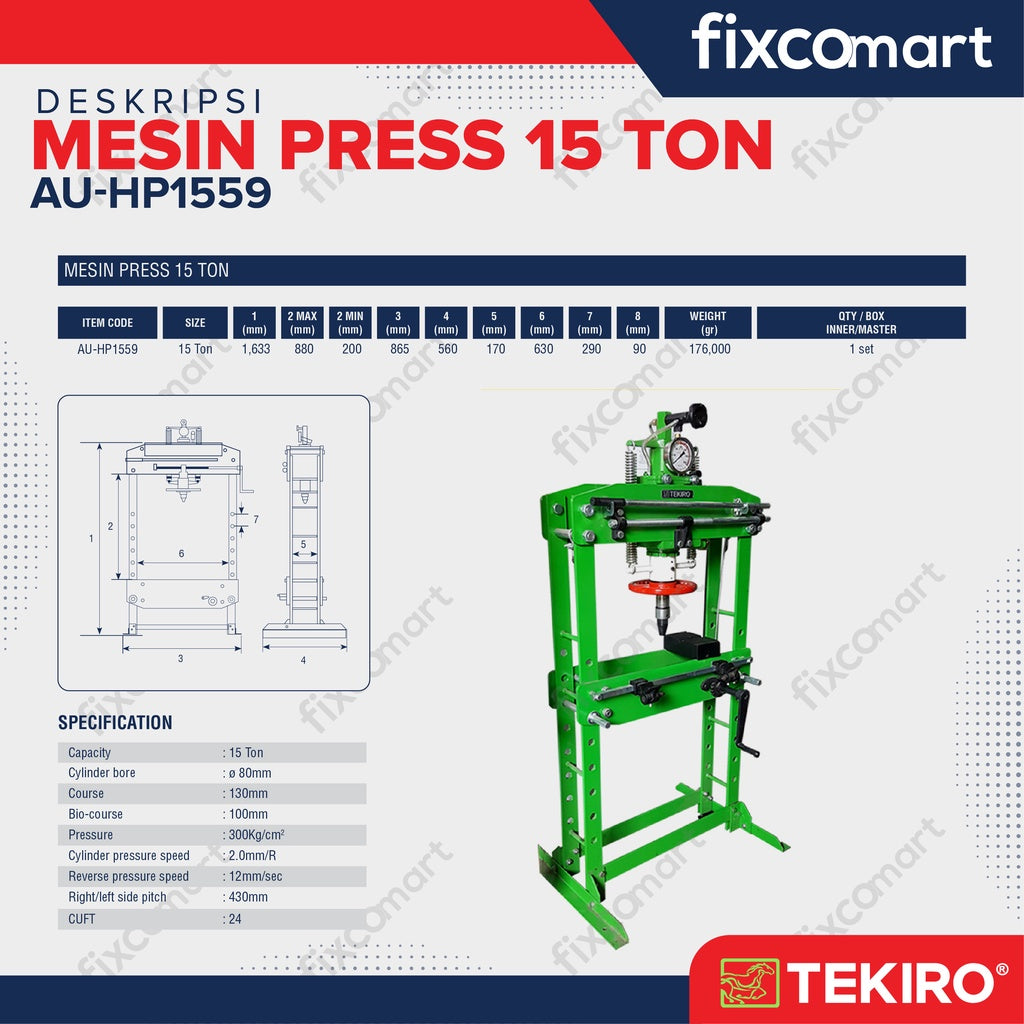 Tekiro Mesin Press 15 Ton - Hydraulic Press
