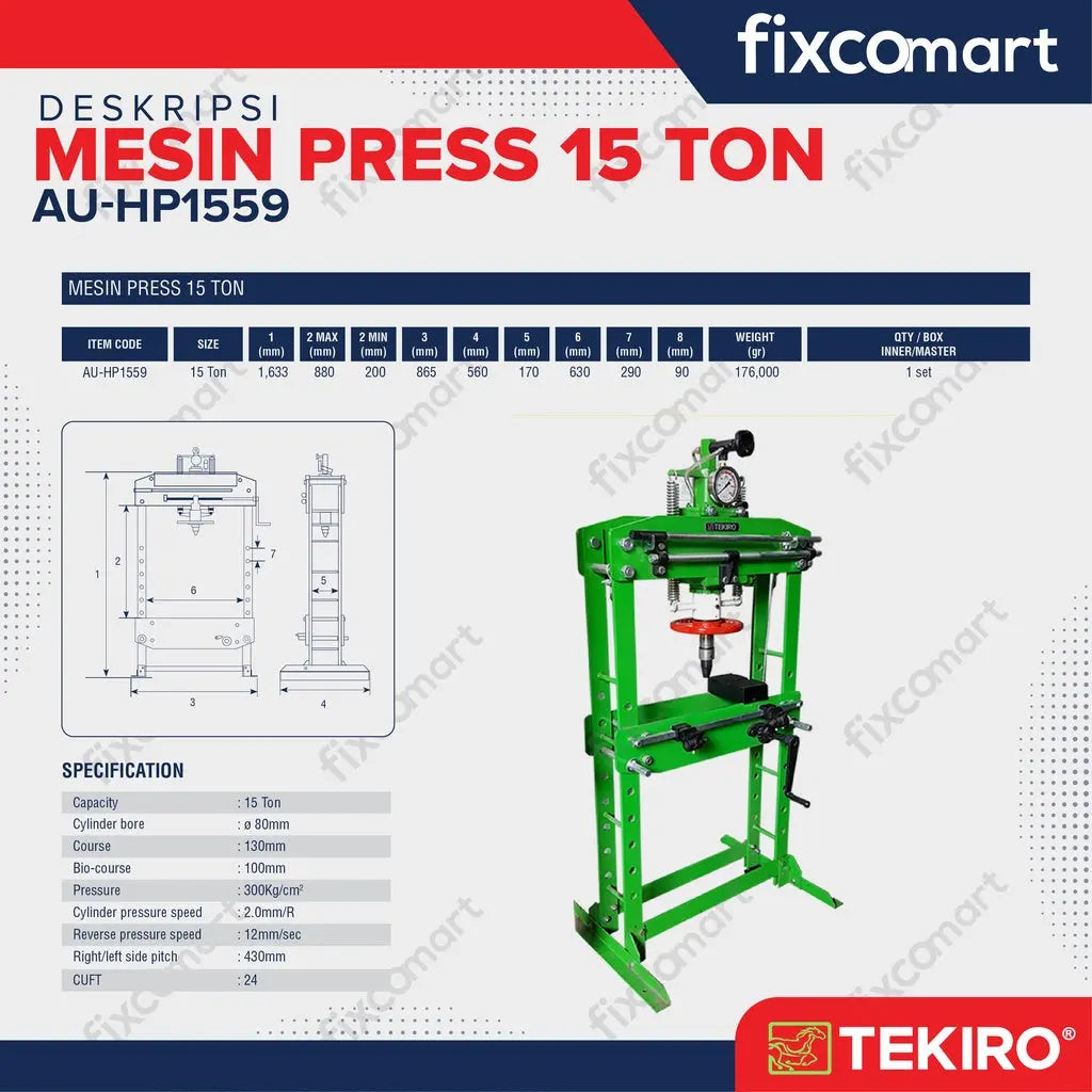 Tekiro Mesin Press 15 Ton - Hydraulic Press FIXCOMART