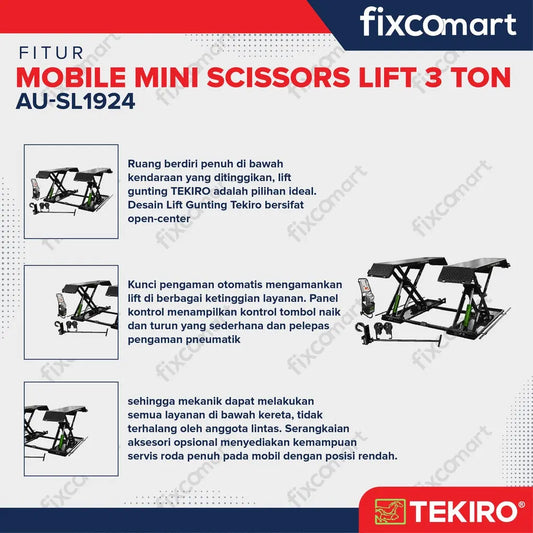 Tekiro Mobile Mini Scissors 3 Ton / Hidrolik Lift Mobil 3 Ton Heavy Duty FIXCOMART
