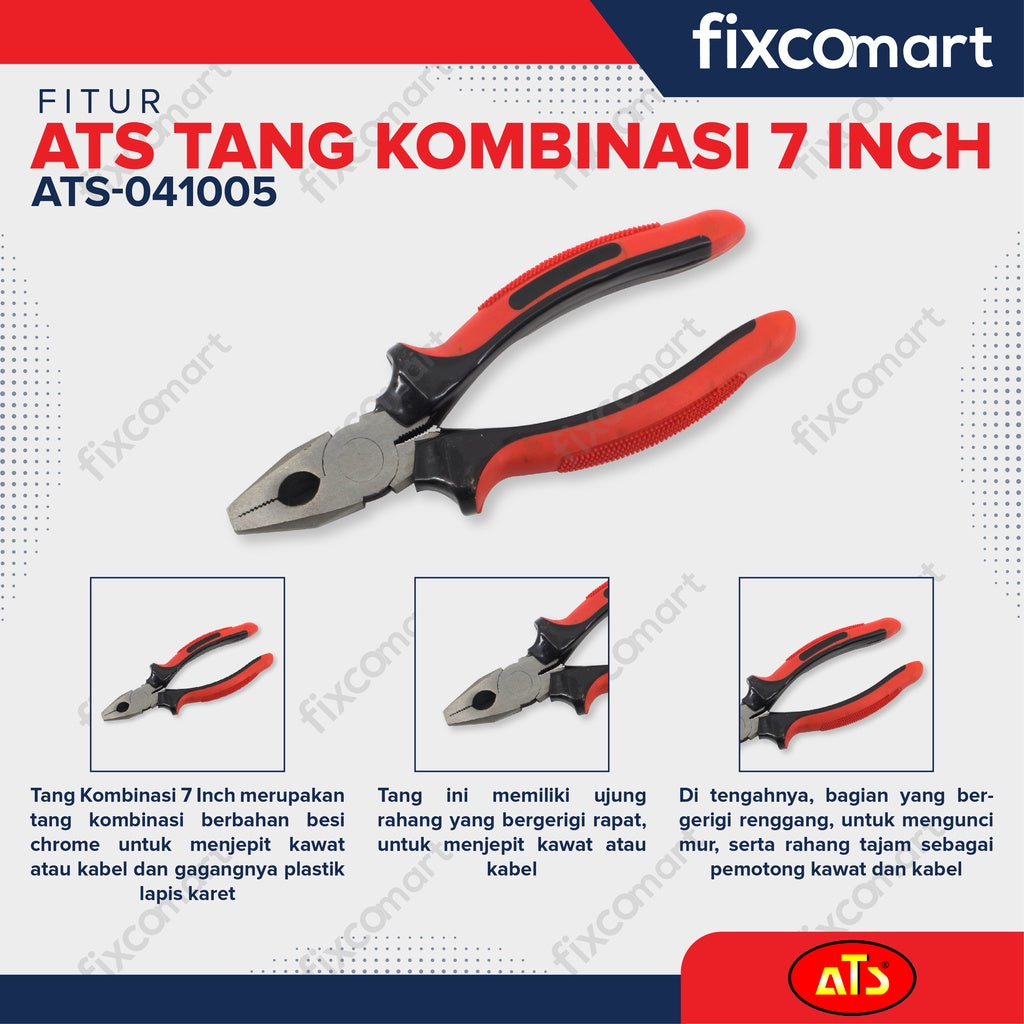 Paket Tang Set ATS - Tang Kombinasi 7" , Lancip 6" , Potong 6" Set Tang 3 Pcs
