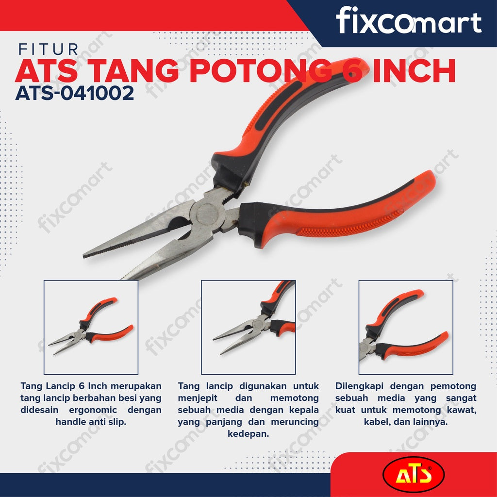 Paket Tang Set ATS - Tang Kombinasi 7" , Lancip 6" , Potong 6" Set Tang 3 Pcs