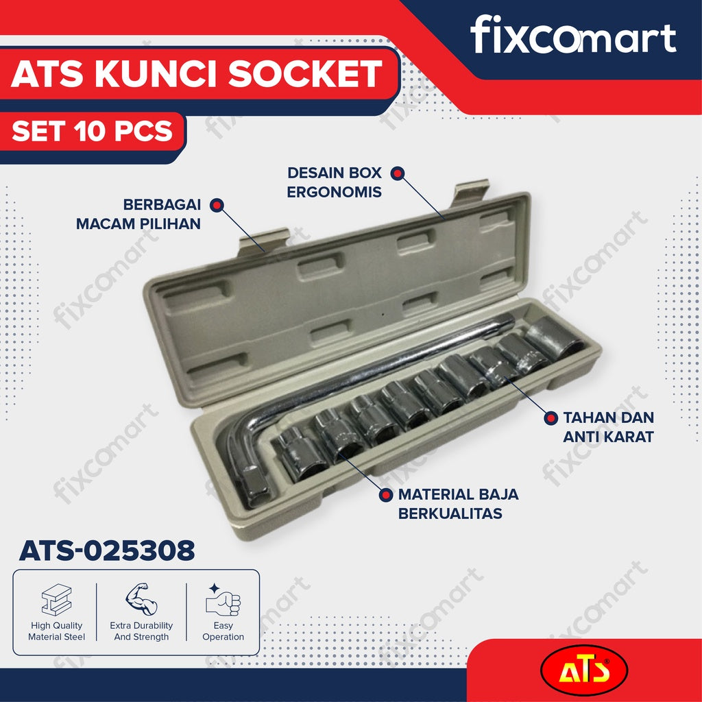 Kunci Socket Set ATS - Sock Set 10 pcs