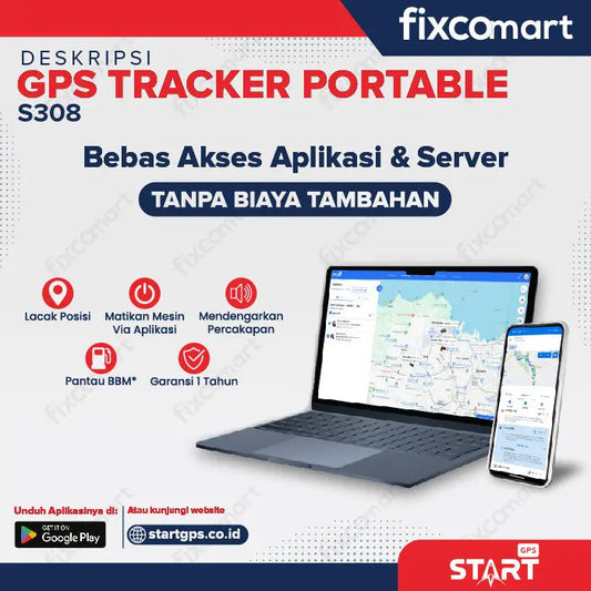 GPS Tracker Alat Pelacak Kendaraan Motor Mobil - Start GPS S308 Alat Keamanan Kendaraan Mobil Motor Bus Truk Alat Berat Kontainer FIXCOMART