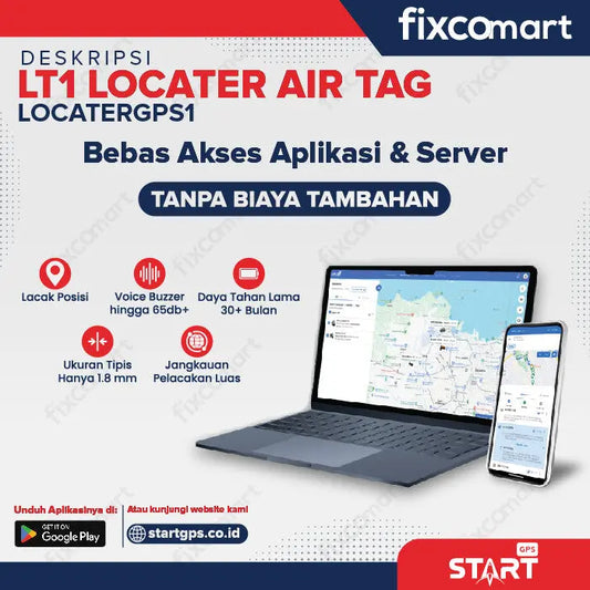 GPS Tracker Smart Tag Alat Pelacak Mini Ultra Slim Portable - StartGPS Locater GPS1 Alat Keamanan Kendaraan Mobil Motor Tas Koper Dompet FIXCOMART