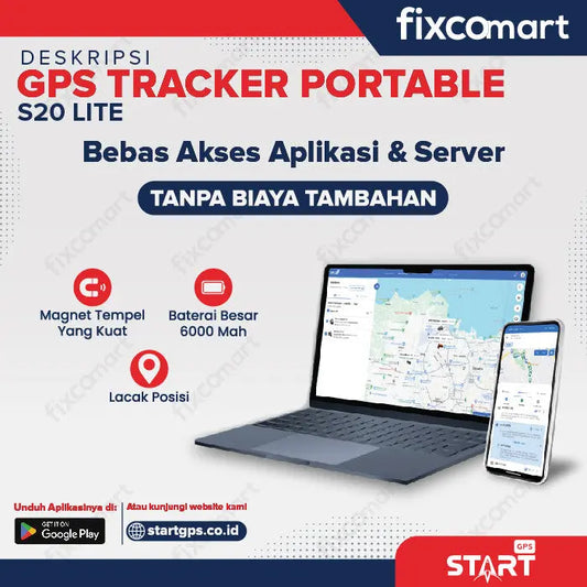 GPS Tracker PORTABLE Magnet Alat Pelacak Kendaraan Motor Mobil - Start GPS S20 Lite Alat Keamanan Kendaraan Mobil Motor Koper Tas FIXCOMART