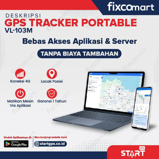 GPS Tracker Alat Pelacak Kendaraan Motor Mobil - Start GPS VL103M Alat Keamanan Kendaraan Mobil Motor Bus Truk Alat Berat Kontainer FIXCOMART