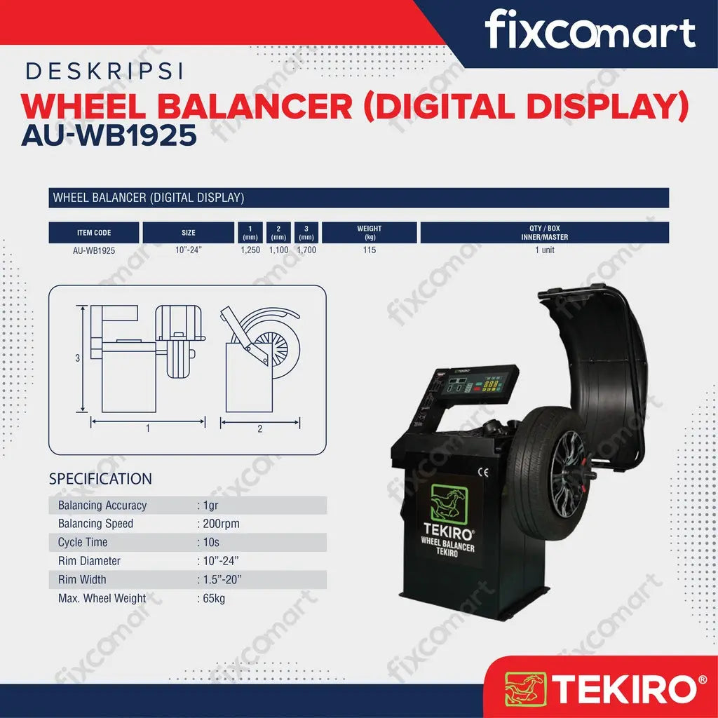 Tekiro Wheel Balancer Digital Display - Alat Balancing Ban Mobi FIXCOMART