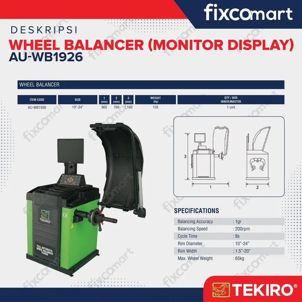Tekiro Wheel Balancer Monitor Display - Alat Balancing Ban Mobil FIXCOMART
