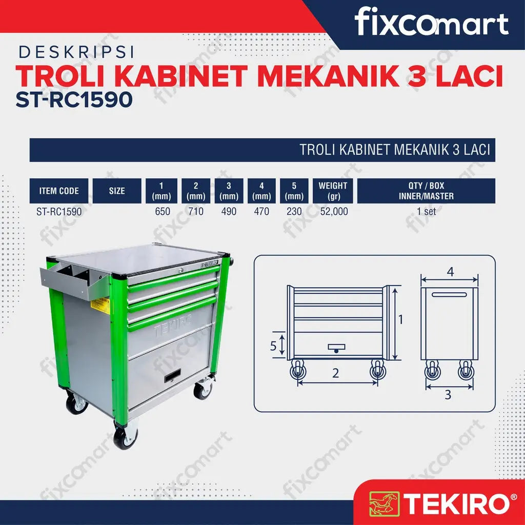 Tekiro Troli 3 Susun - Cabinet Drawer FIXCOMART
