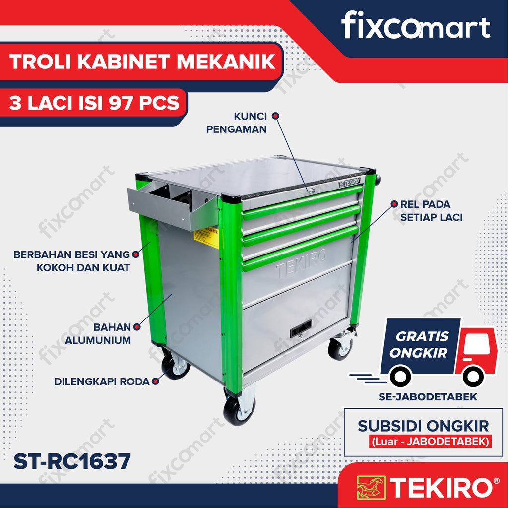 Tekiro Troli 3 Susun Isi 97 Pcs - Cabinet Drawer Set
