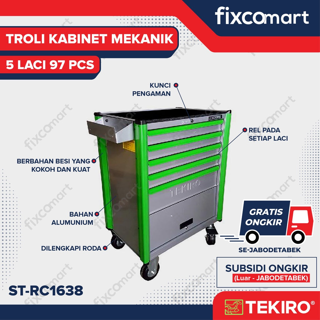 Tekiro Troli 5 Susun Isi 97 Pcs - Cabinet Drawer Set