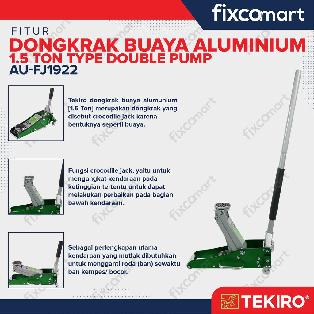 TEKIRO Dongkrak Buaya Aluminium 1.5 TON Type Double Pump