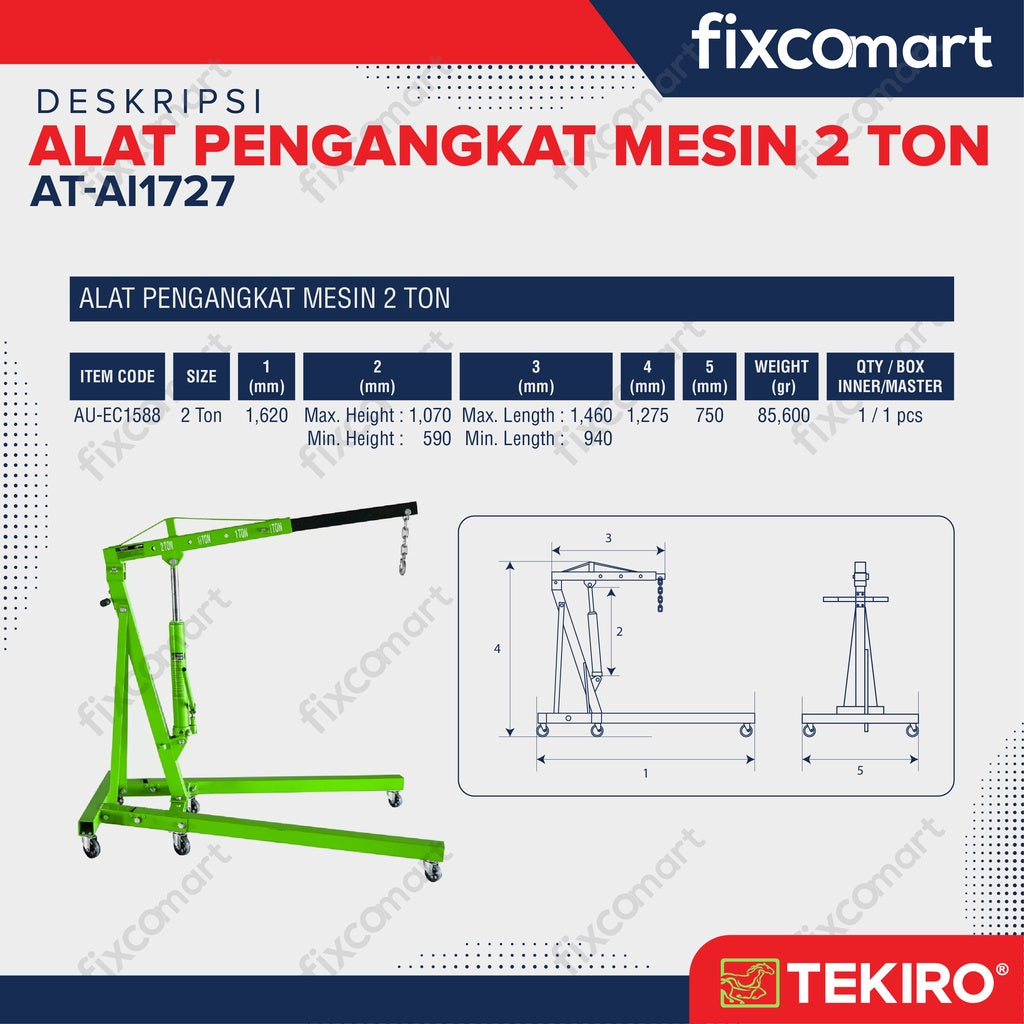 TEKIRO Alat Pengangkat Mesin 2 TON