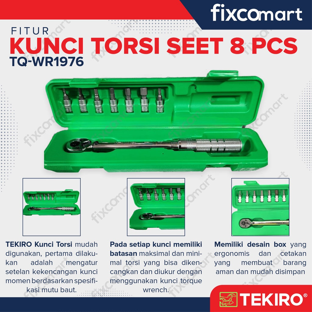 TEKIRO 1/4" DR.Torque Wrench 5 - 25 N.M SET 8 PCS