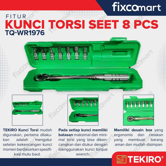 TEKIRO 1/4" DR.Torque Wrench 5 - 25 N.M SET 8 PCS FIXCOMART