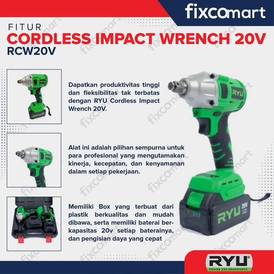 RYU Cordless Impact Wrench 20V FIXCOMART