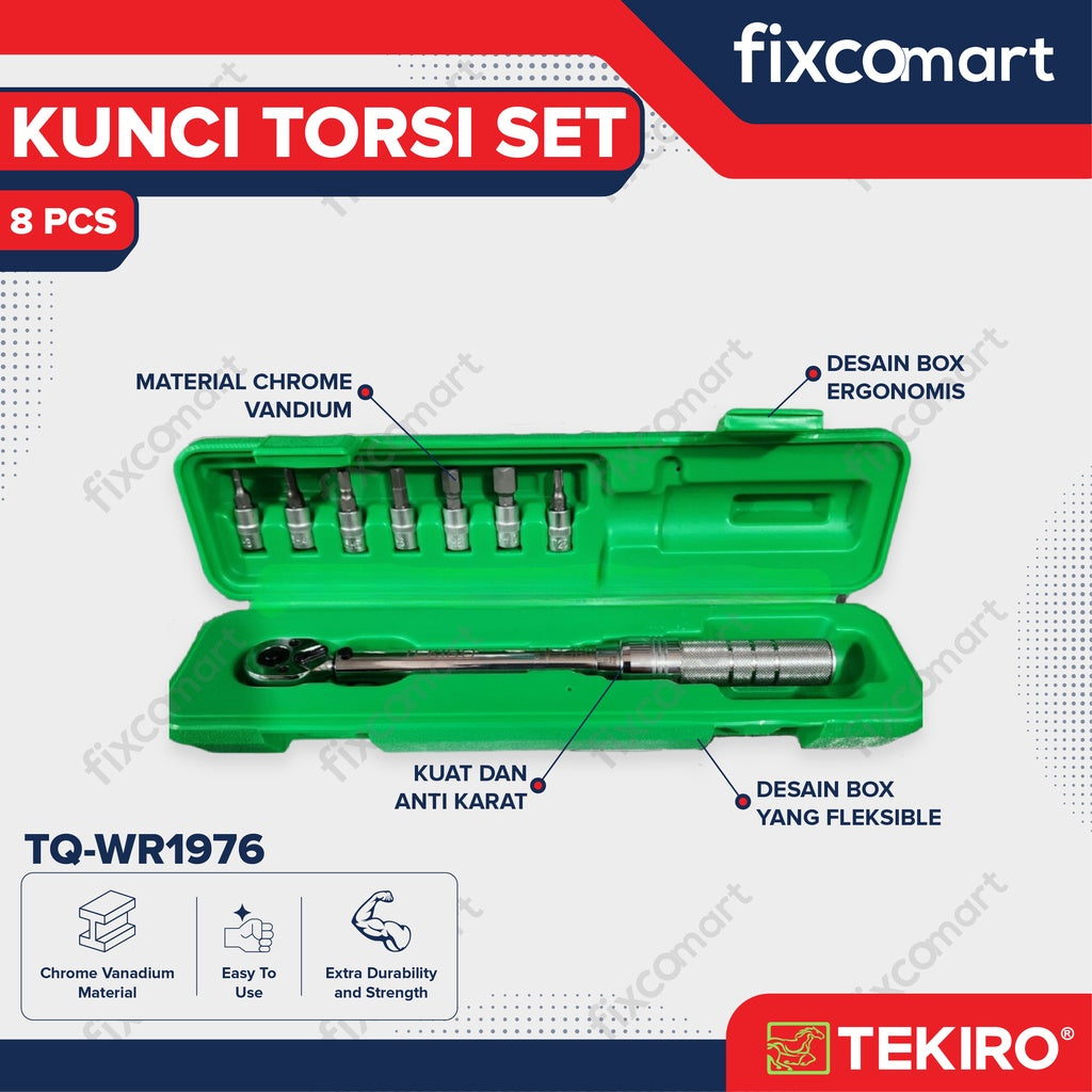 TEKIRO 1/4" DR.Torque Wrench 5 - 25 N.M SET 8 PCS
