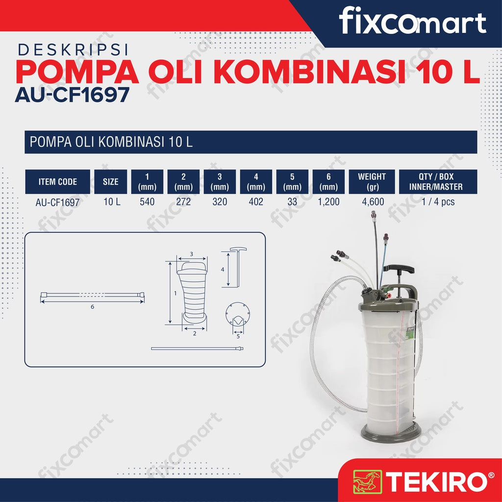 TEKIRO Pompa Oli Kombinasi 10 L