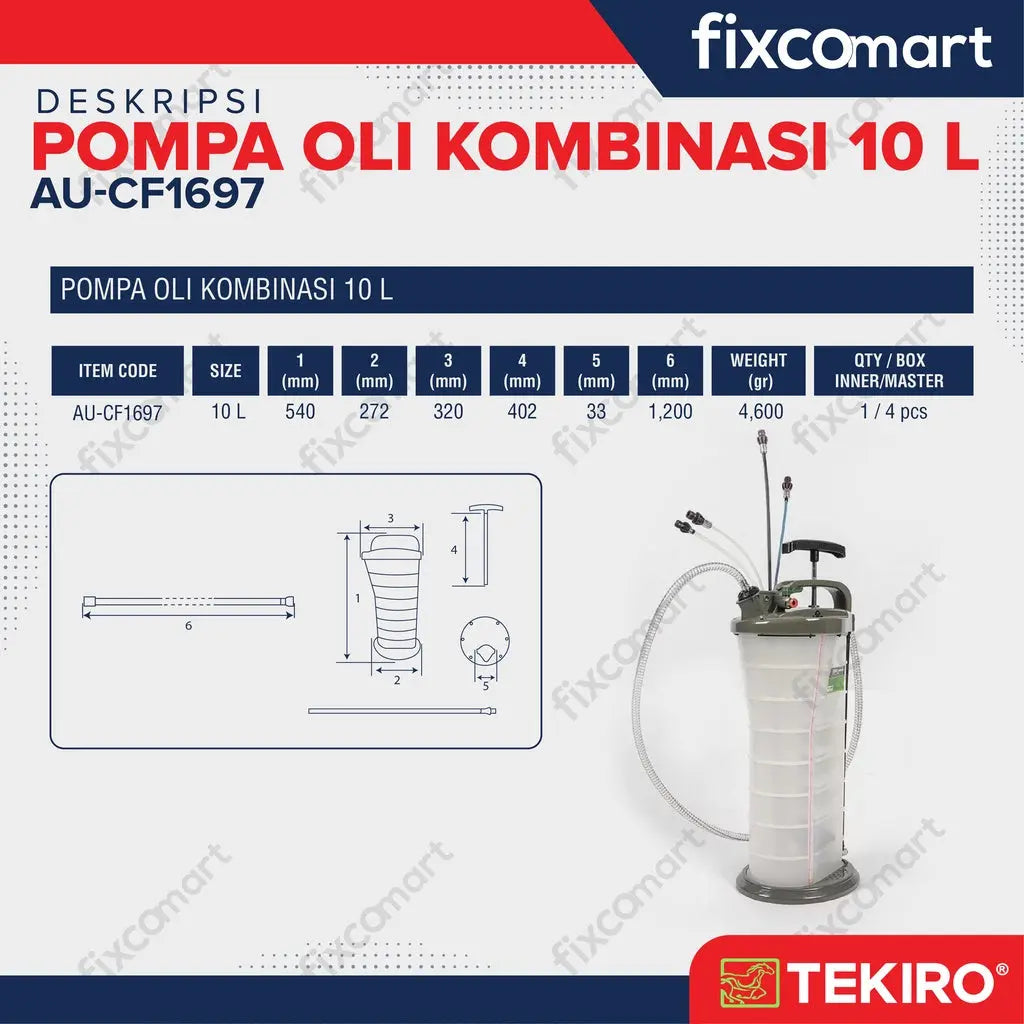 TEKIRO Pompa Oli Kombinasi 10 L FIXCOMART