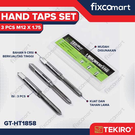 TEKIRO Hand Taps Set 3 Pcs M12 X 1.75