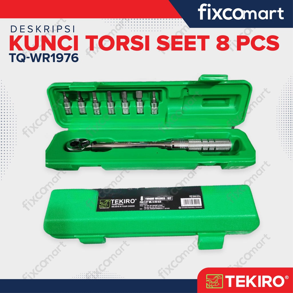 TEKIRO 1/4" DR.Torque Wrench 5 - 25 N.M SET 8 PCS